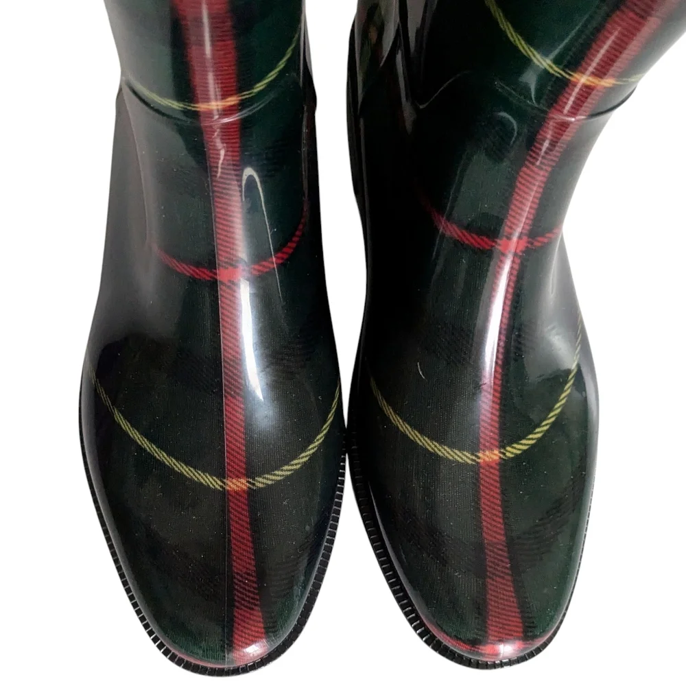 Lauren Ralph Lauren Rosslyn II Plaid Rain Boots Size 5